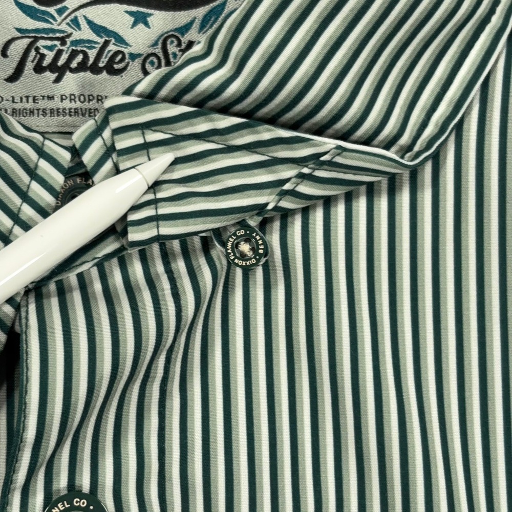 Dixxon The Benny Party Shirt Mens XL Green White Triple Stripe Short Sleeve - Picture 10 of 10